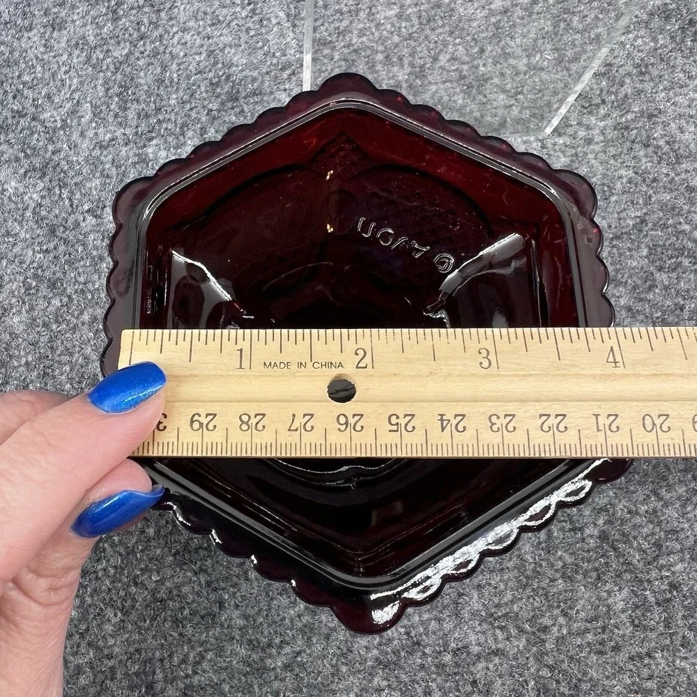 Vintage AVON Ruby Red 1876 Cape Cod Hurricane Lamp Base Candle Holder 4.5